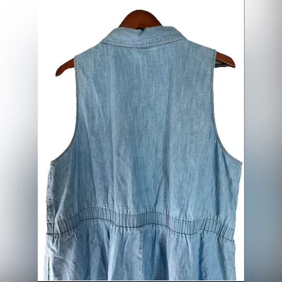 Women's Denim Sleeveless Mini Shirtdress  Ava & Viv light Denim Wash - Picture 5 of 11
